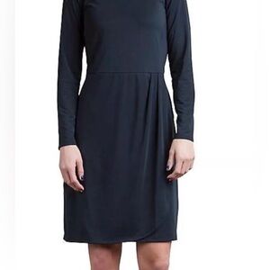 ExOfficio Wanderlux Tulipa Long Sleeve Black Travel Dress Size Large
